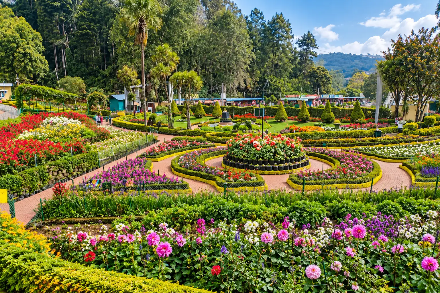 Colourful flower beds and landscaped gardens at Bryant Park